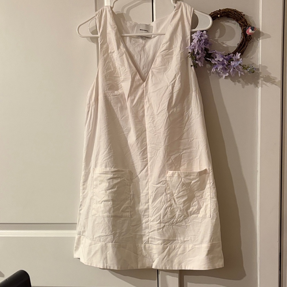 Reformation cotton Cream A-Line Sleeveless Dress